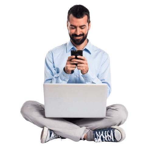 man with laptop talking mobile removebg preview